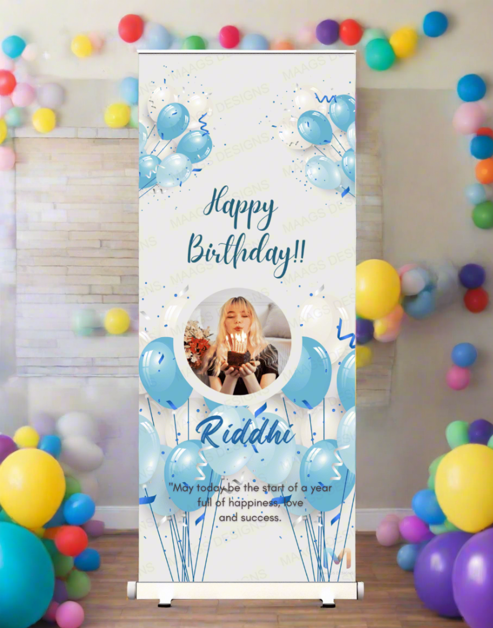 Birthday Banner Standee (with Stand) - Design #26 | Celebration Banner, Event Banner, Party Banner