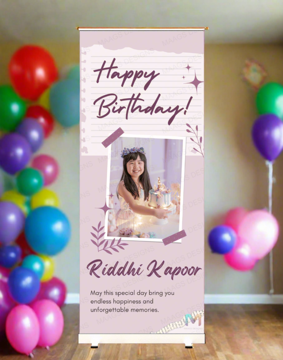 Birthday Banner Standee (with Stand) - Design #28 | Celebration Banner, Event Banner, Party Banner