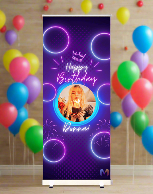 Birthday Banner Standee (with Stand) - Design #27 | Celebration Banner, Event Banner, Party Banner