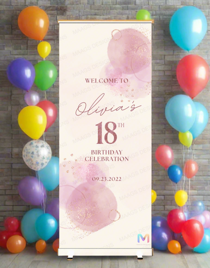 Birthday Banner Standee (with Stand) - Design #30 | Celebration Banner, Event Banner, Party Banner