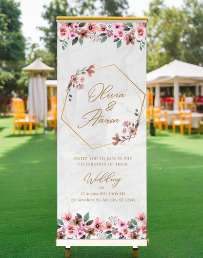 Wedding Banner Standee (with Stand) - Design #05 | Wedding Banner, Celebration Banner, Event Banner, Party Banner