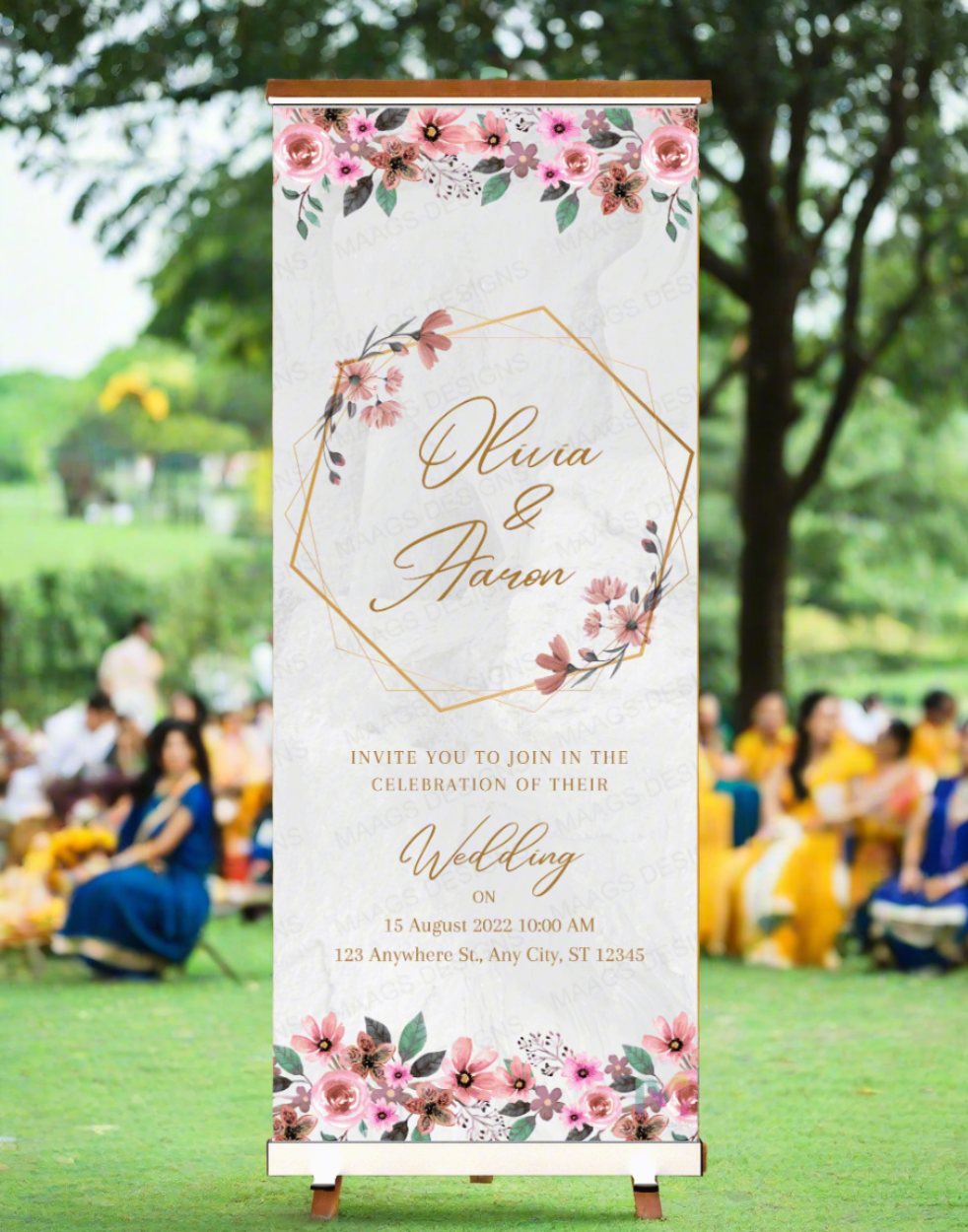 Wedding Banner Standee - #W32, Wedding Party Banner Stand, Wedding Standee (With Stand)