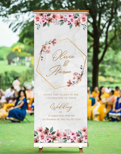 Wedding Banner Standee (with Stand) - Design #05 | Wedding Banner, Celebration Banner, Event Banner, Party Banner