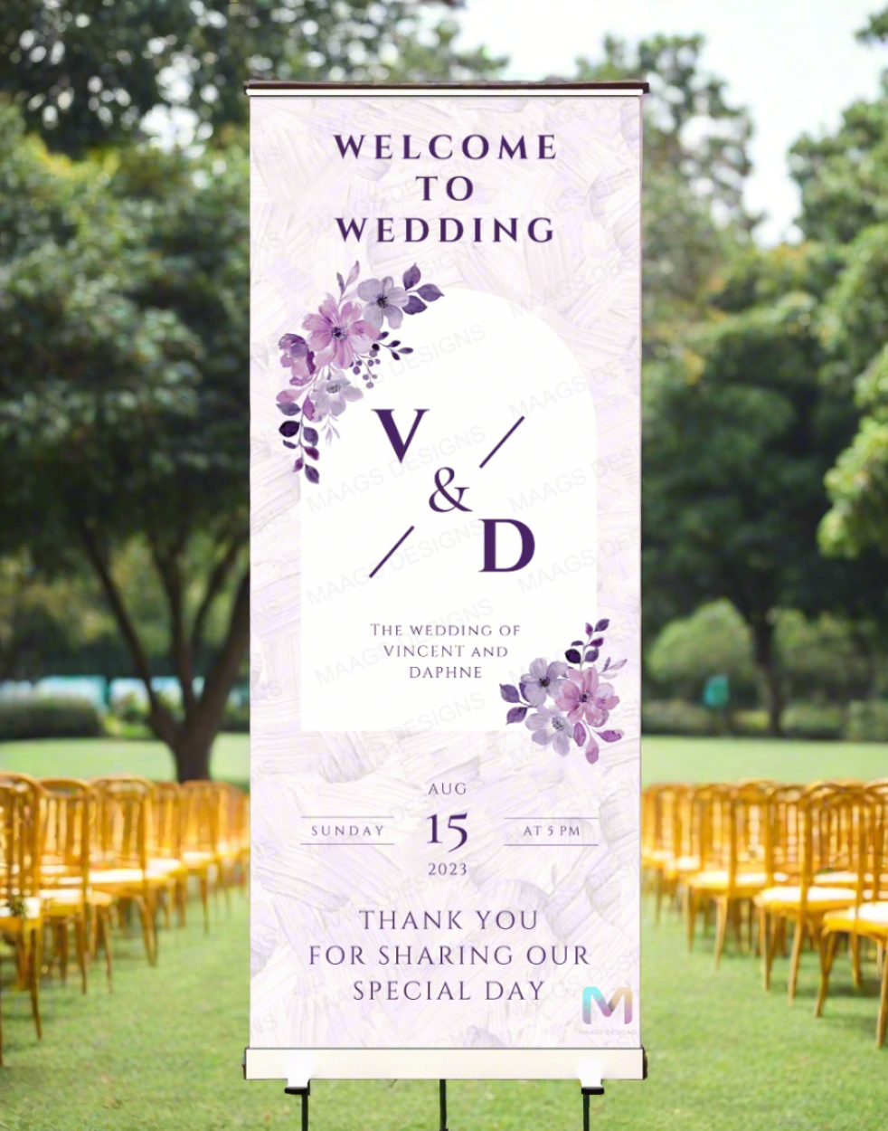Wedding Banner Standee - #W30, Wedding Party Banner Stand, Wedding Standee (With Stand) Banner with Stand