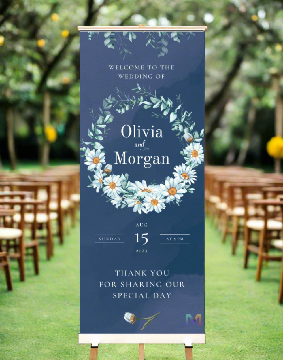 Wedding Banner Standee - #W26, Wedding Party Banner Stand, Wedding Standee Banner with Stand