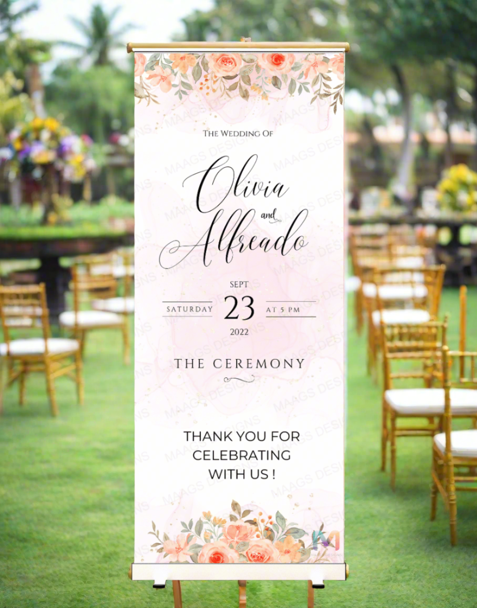 Wedding Banner Standee - #W29, Wedding Party Banner Stand, Wedding Standee (With Stand) Banner with Stand
