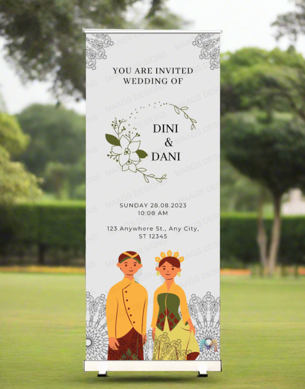 Wedding Banner Standee (with Stand) - Design #10 | Wedding Banner, Celebration Banner, Event Banner, Party Banner