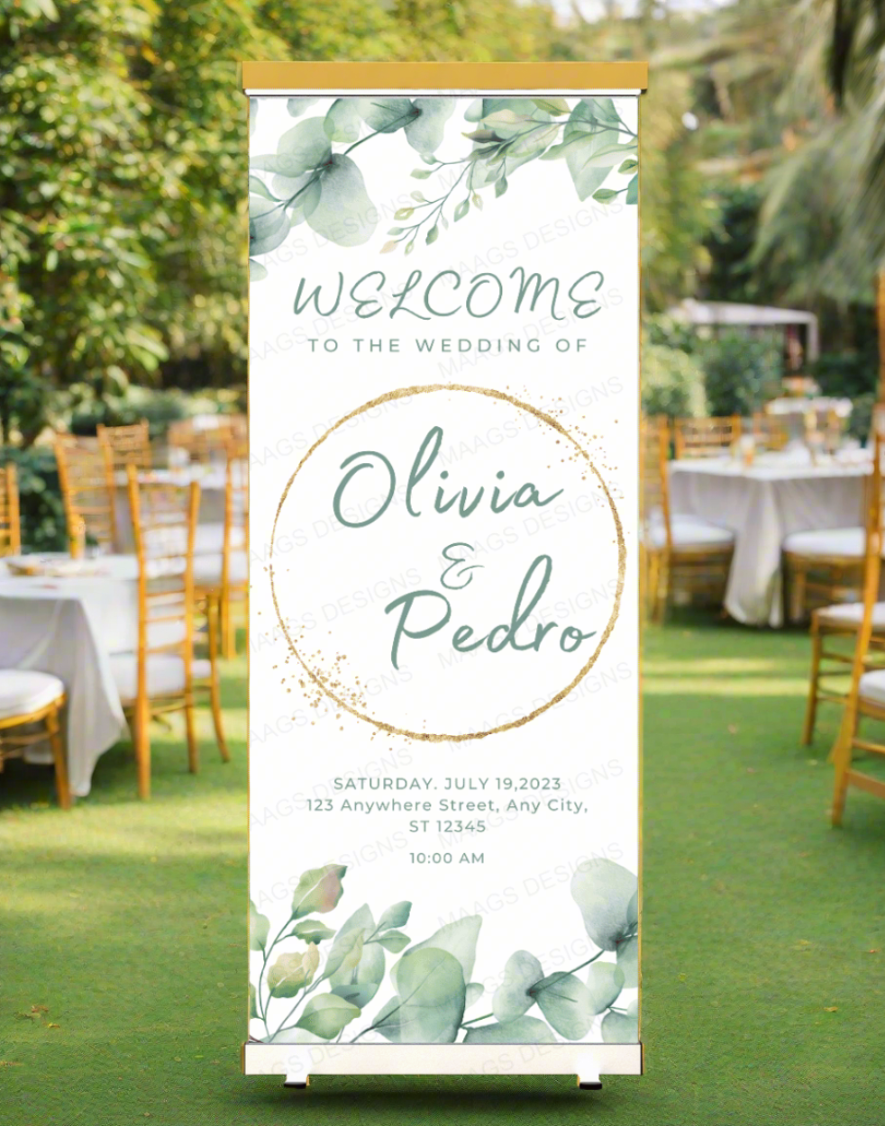 Wedding Banner Standee - #W24, Wedding Party Banner Stand, Wedding Standee (With Stand) Banner with Stand