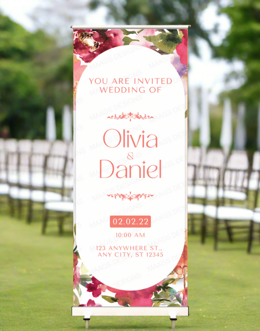 Wedding Banner Standee (with Stand) - Design #17 | Wedding Banner, Celebration Banner, Event Banner, Party Banner