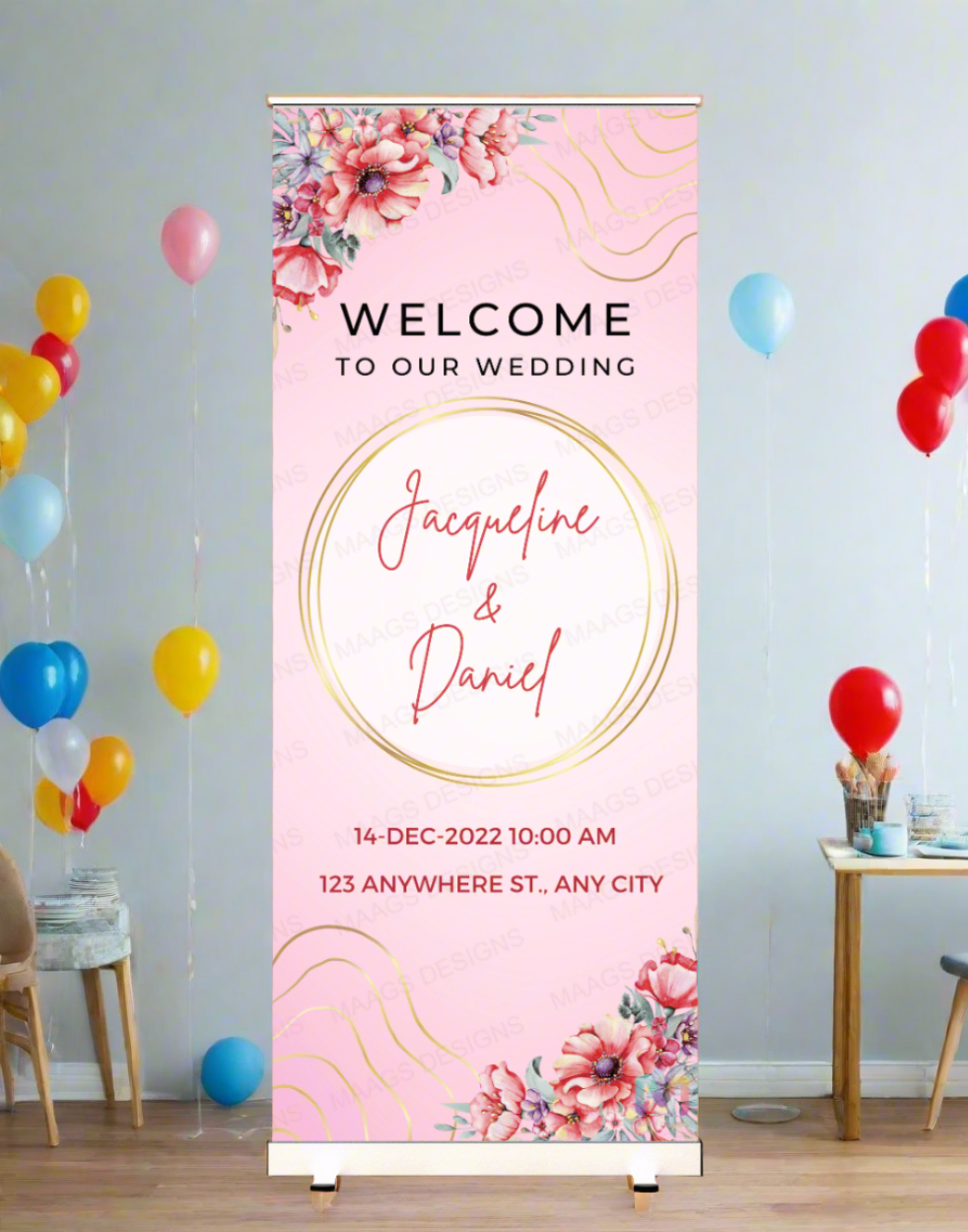 Wedding Banner Standee (with Stand) - Design #15 | Wedding Banner, Celebration Banner, Event Banner, Party Banner