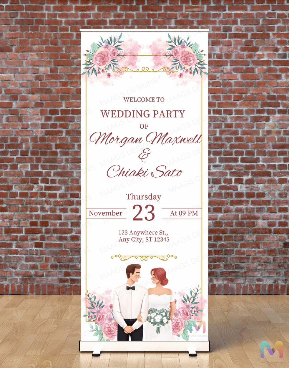 Wedding Banner Standee (with Stand) - Design #16 | Wedding Banner, Celebration Banner, Event Banner, Party Banner