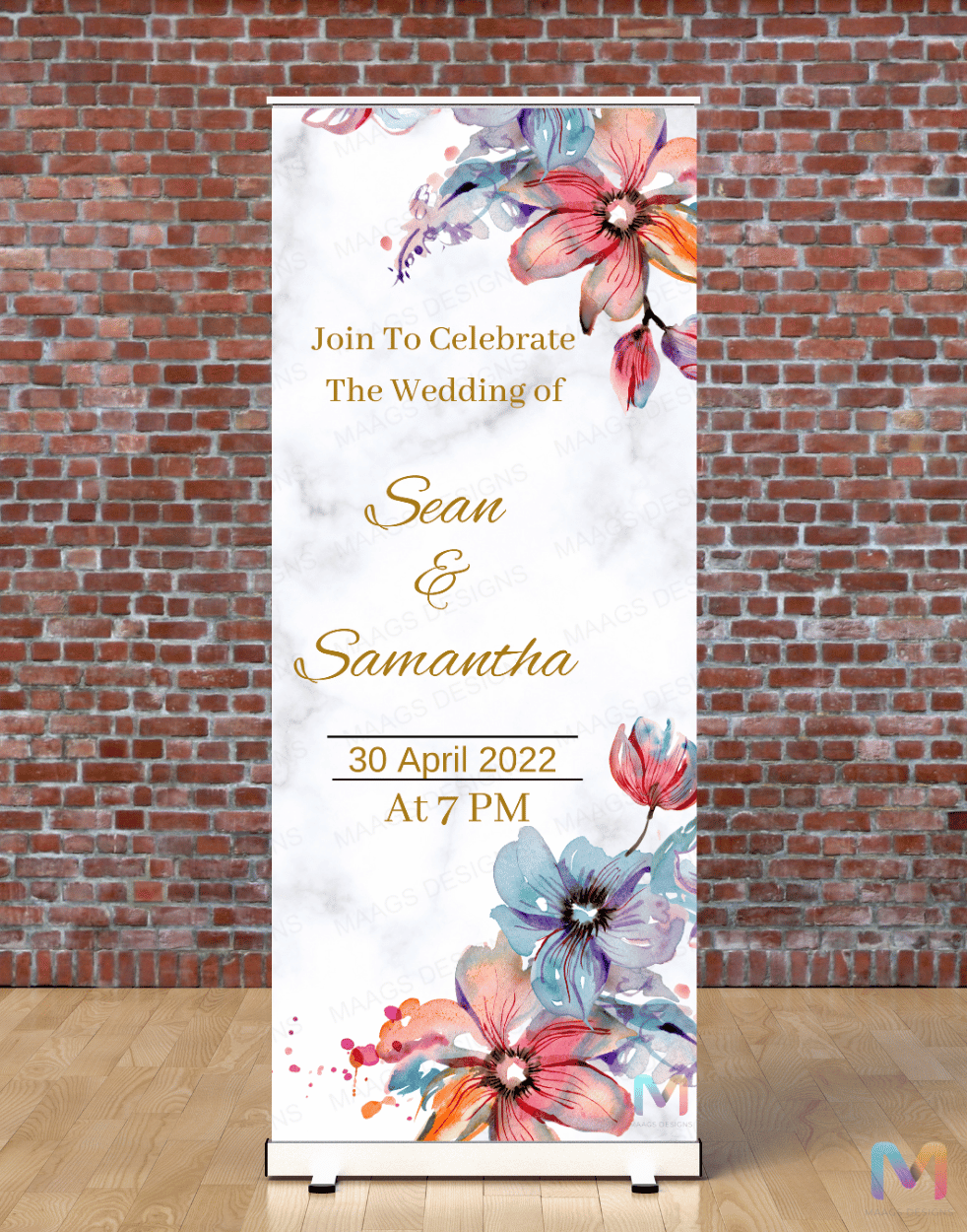 Wedding Banner Standee (with Stand) - Design #06 | Wedding Banner, Celebration Banner, Event Banner, Party Banner