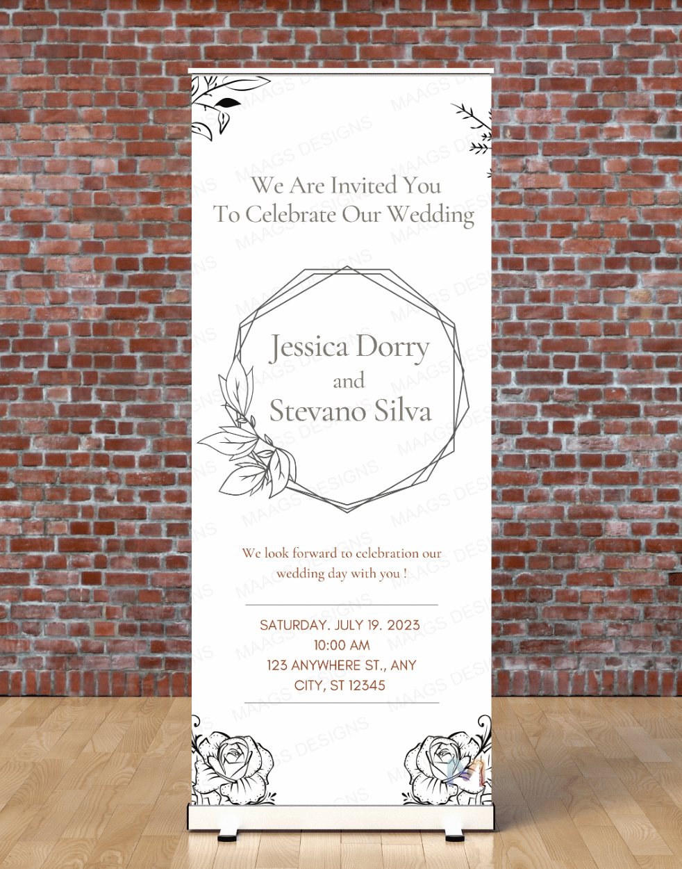 Wedding Banner Standee (with Stand) - Design #22 | Wedding Banner, Celebration Banner, Event Banner, Party Banner