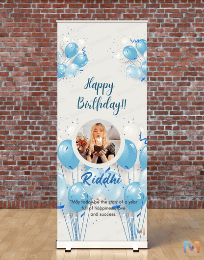 Birthday Banner Standee (with Stand) - Design #26 | Celebration Banner, Event Banner, Party Banner