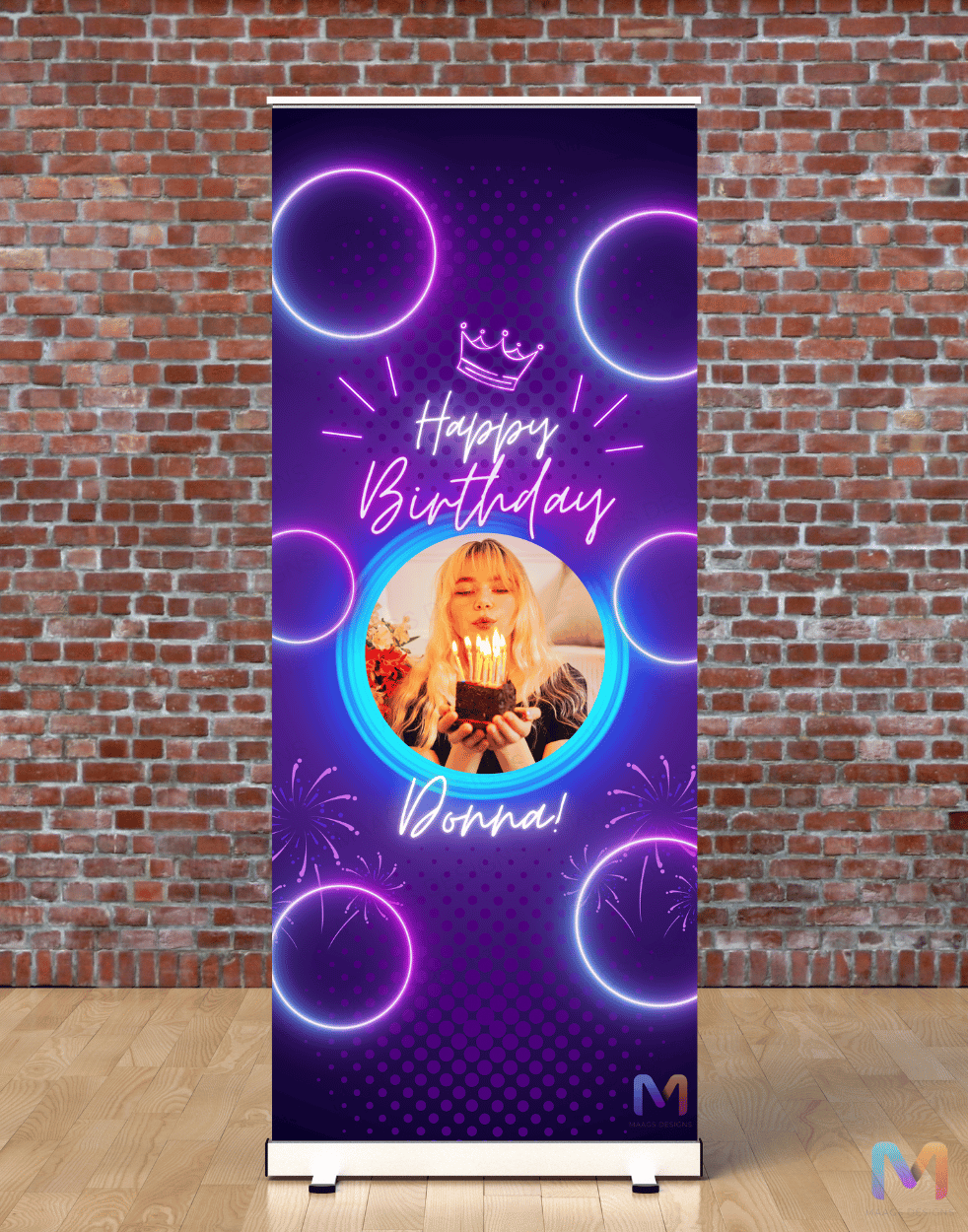 Birthday Banner Standee (with Stand) - Design #27 | Celebration Banner, Event Banner, Party Banner