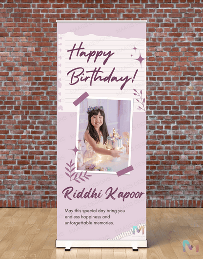 Birthday Banner Standee (with Stand) - Design #28 | Celebration Banner, Event Banner, Party Banner