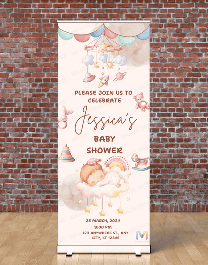 Baby Shower Banner Standee (with Stand) - Design #19 | Celebration Banner, Event Banner, Party Banner