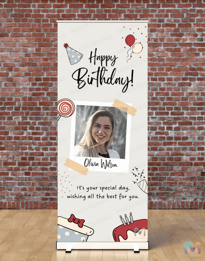 Birthday Banner Standee (with Stand) - Design #29 | Celebration Banner, Event Banner, Party Banner