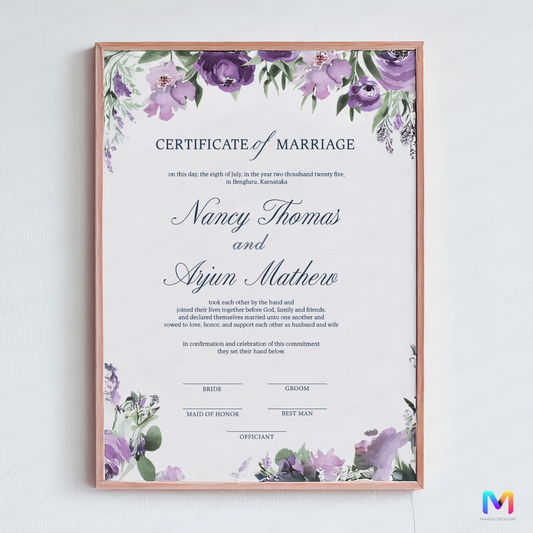 Lavender Bond - Wedding Keepsake Frames, Wedding Memorabilia, Wedding Wall Frames