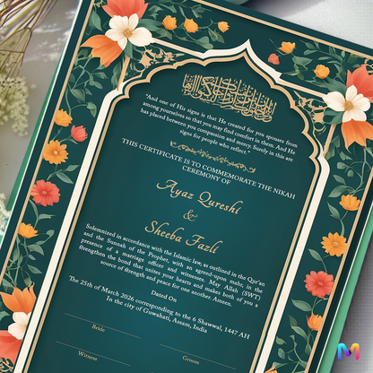 Nikahnama - Sultan Garden Nikahnama with Frame, Nikah Frames