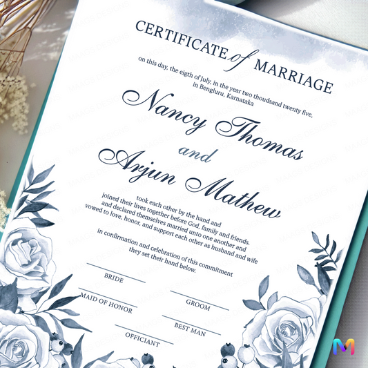 Aqua Floral - Wedding Keepsake Frames, Wedding Memorabilia, Wedding Wall Frames