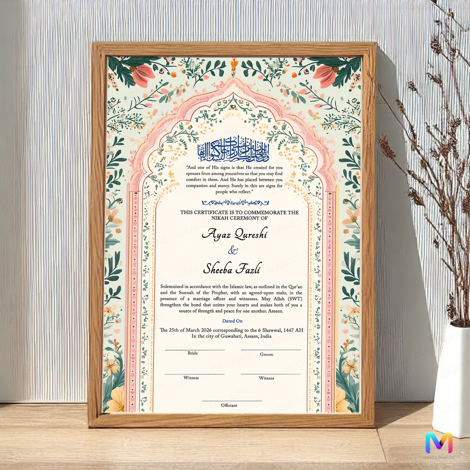 Nikahnama - Blue Fragrance Nikahnama with Frame,  Nikah Frames