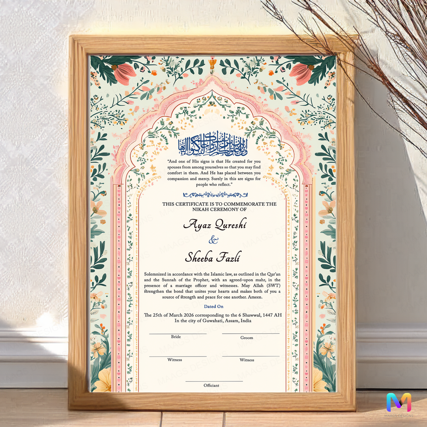 Nikahnama - Blue Fragrance Nikahnama with Frame,  Nikah Frames