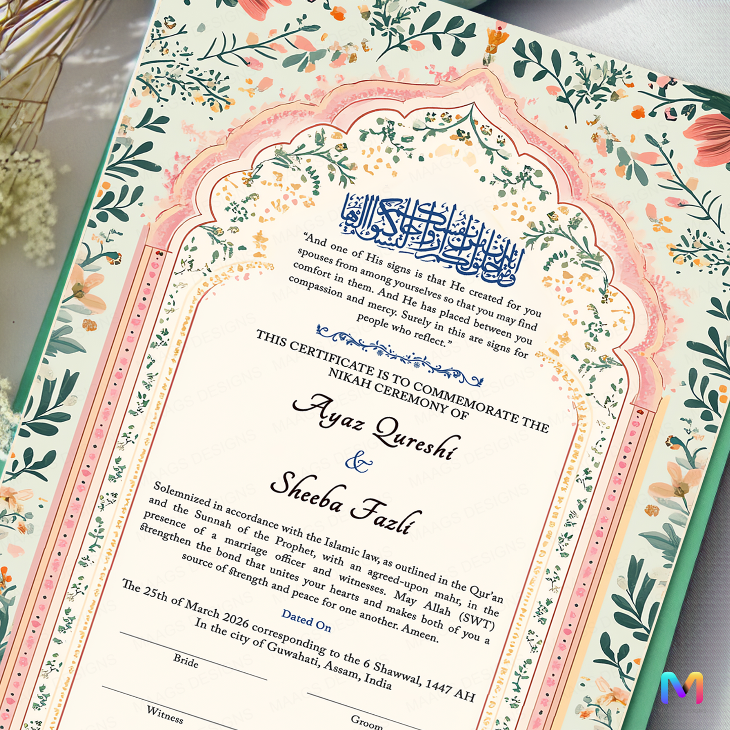 Nikahnama - Blue Fragrance Nikahnama with Frame,  Nikah Frames