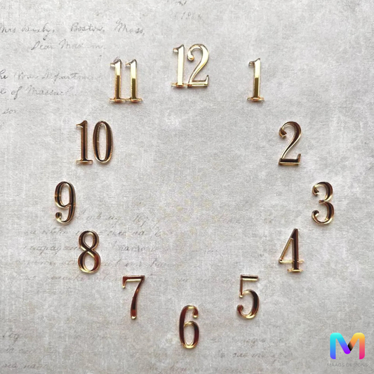 Mirror Acrylic Clock Numbers Kit Acrylic: Glossy Gold
