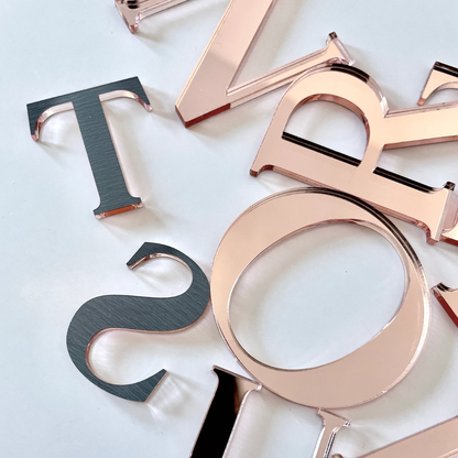 Glossy Gold Acrylic Letter | Acrylic Lettering in White or Black or Gold | Letters for Wall