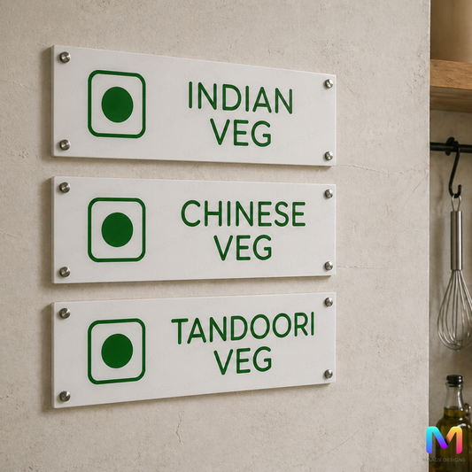 Cooking Area Signs, Designated Area Signs: Veg Non-Veg 12 x 3 inches